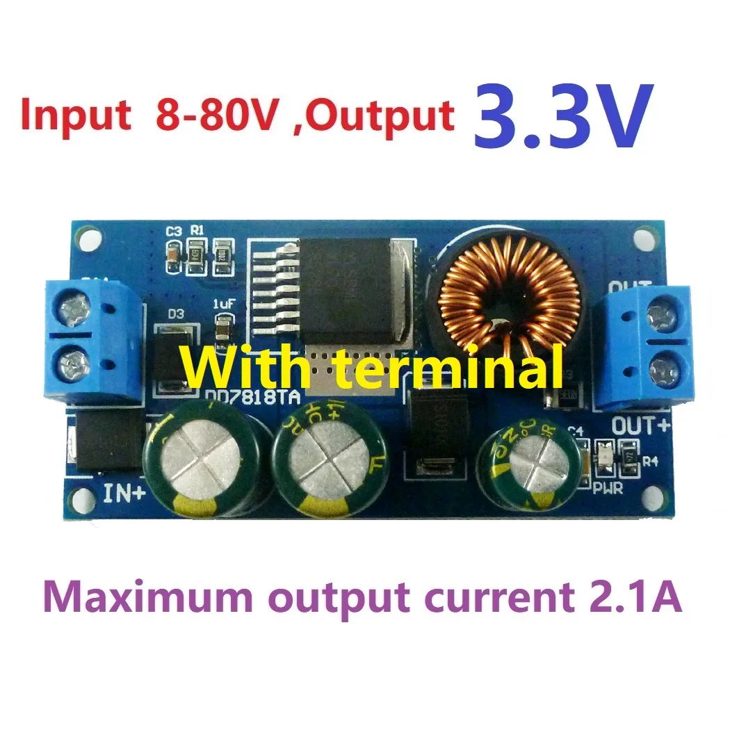 Out3V3 With terminal 2x 2.1A 8-80 В до 15 в 12 В 9 в 6 в 5 в 3,3 В HV DC-DC преобразователь понижающий модуль питания для электровелосипеда свинцово-кислотные батареи автомобильные солнечные - Цвет: Out3V3 With terminal