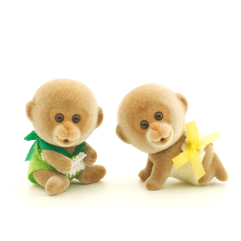 Sylvanian Families Детские близнецы игрушечные фигурки животных пушистый Кукольный дом набор свинья/обезьяна/кролик/белки/панда/шифон - Цвет: 32398