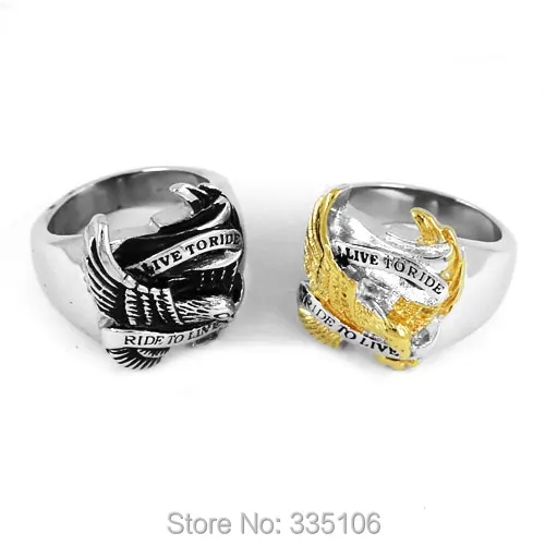 Оптовая продажа Live ездить орел Байкер кольцо Кольца из нержавейки ювелирные