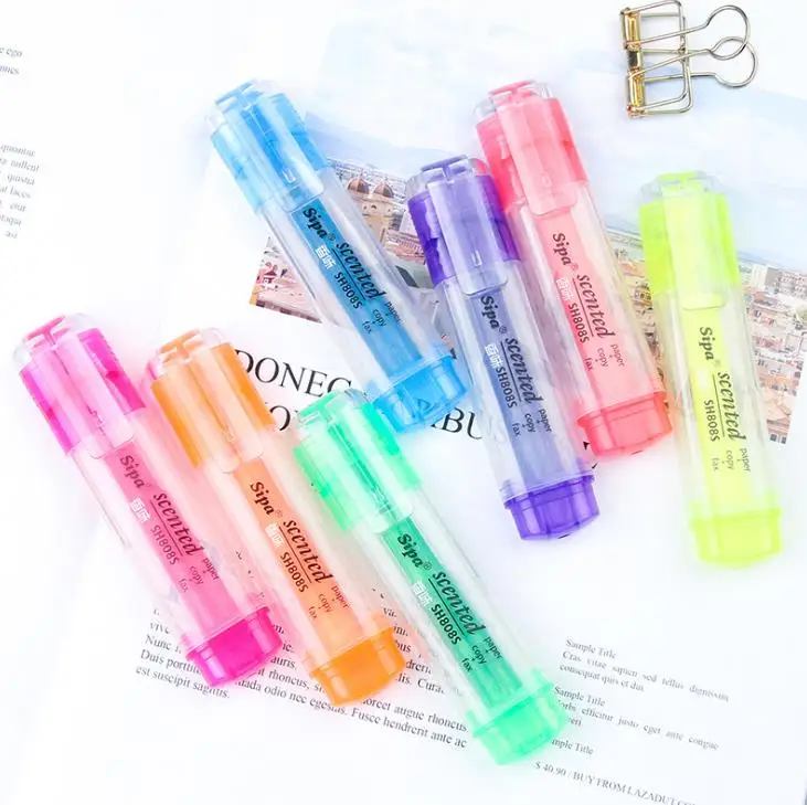 7 Pcs/set Cute Candy Color Fluorescent Highlighter Marker Pen Scented Pens for Stationery School Supplies | Канцтовары для офиса и