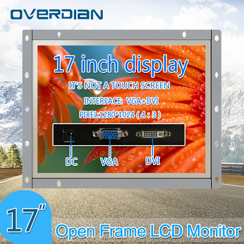 17 дюймов/17 &quotVGA/DVI разъем открытая рамка монитор/дисплей не сенсорный экран