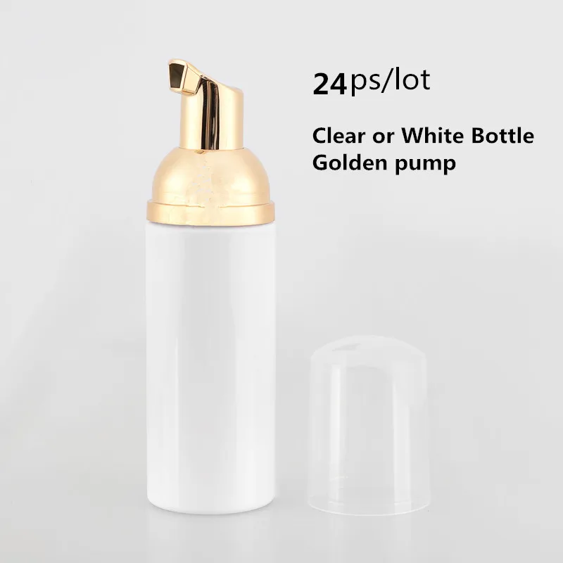 

24ps 30 60ml Plastic Foamer Pump Bottle Refillable Empty Cosmetic Bottle Liquid Soap Dispenser Foam Bottle with Golden Foamer