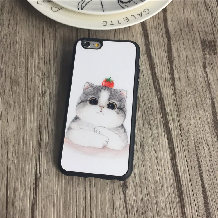 Милый чехол с мультяшным котом для iPhone 6 6s 7 8 Plus мягкие ТПУ резиновые силиконовые