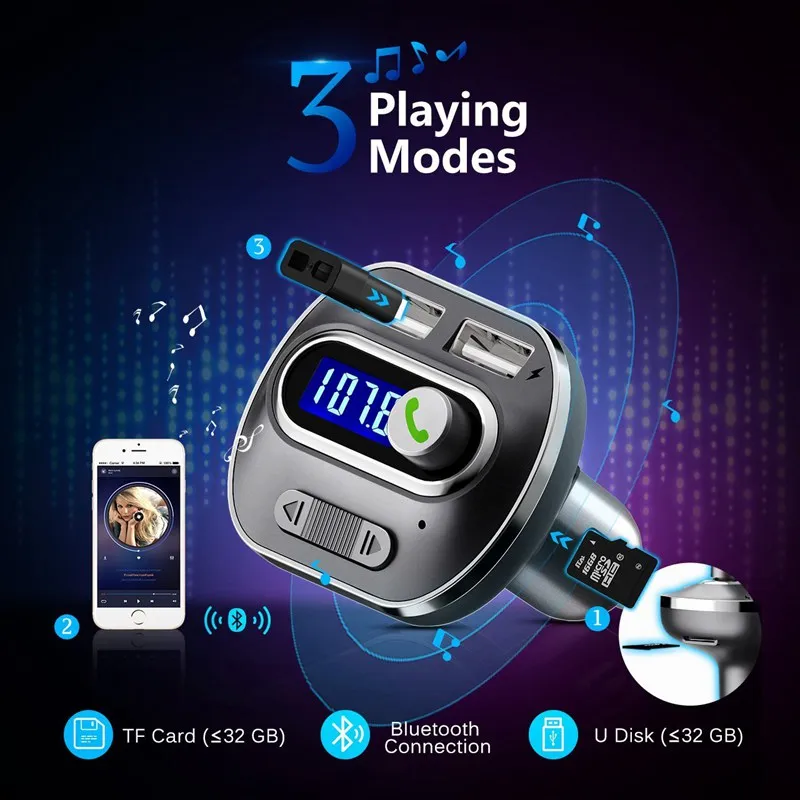 FM передатчик VicTsing BH121 с поддержкой Bluetooth и USB портом|FM-трансмиттеры| |