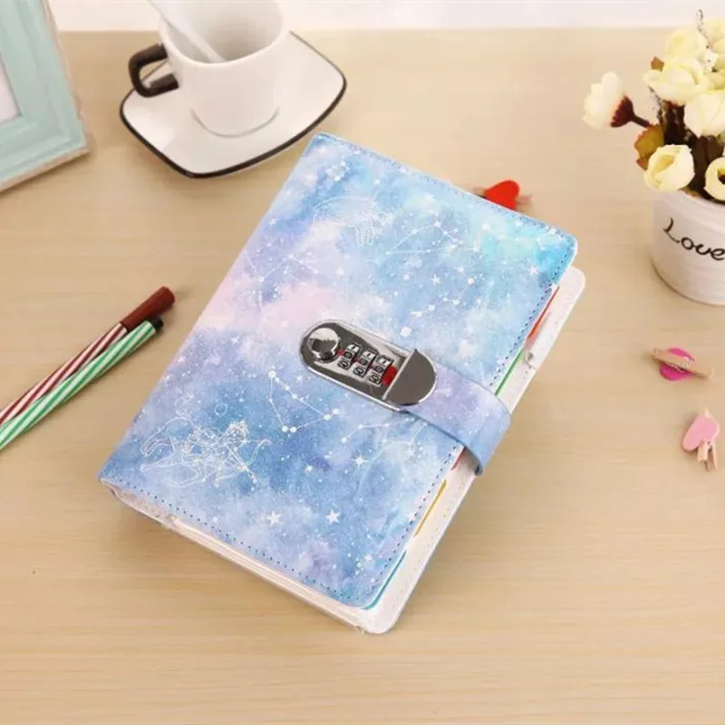 A Creative Notebook Paper Planner Bullet Journal Agenda School Diary With Lock Password Note Book Multi-function Lose-leaf Travel - Color: A