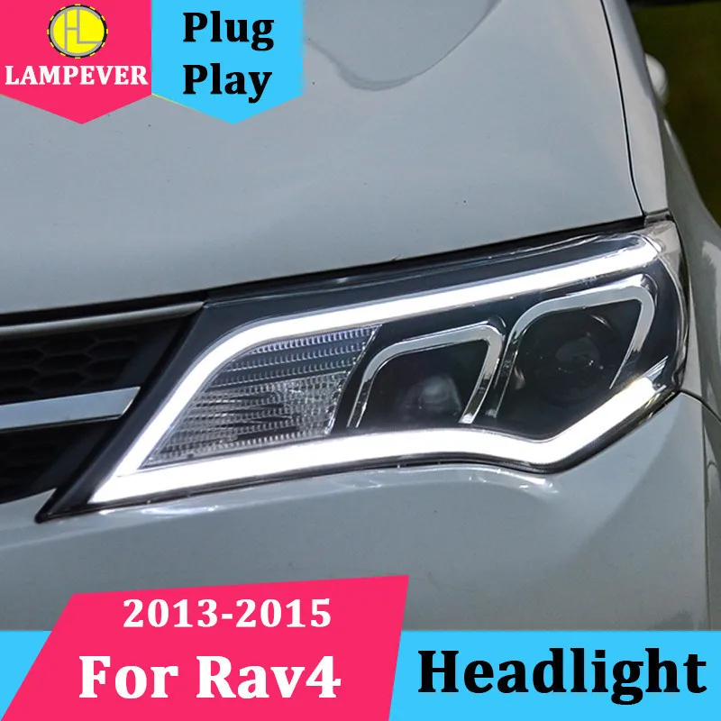 Стайлинг для Toyota RAV4 светодиодный ные фары 2013 2015 новые RAV 4 DRL Биксеноновые линзы