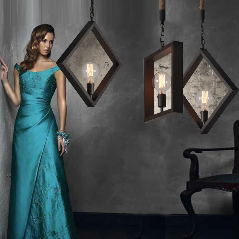 1 шт. Ретро черный ржавый бар свет Kithchen квадратный гладить Открытый Подвесные