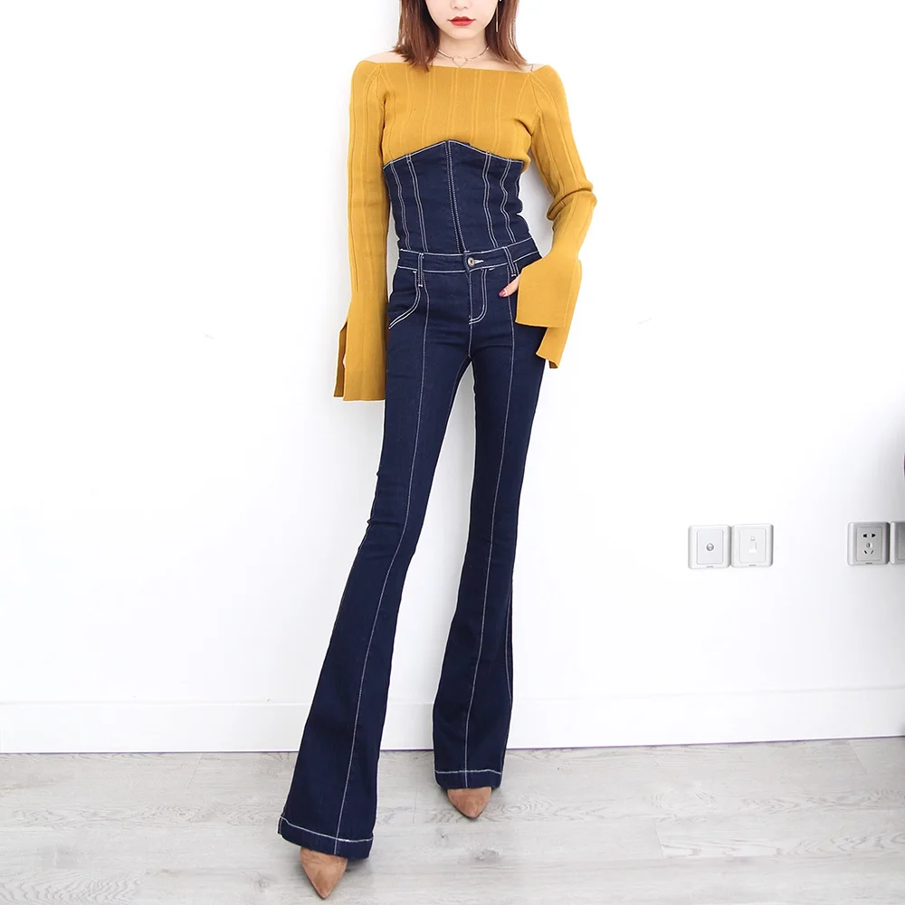 TIYIHAILEY Free Shipping Fashion High Waist Bandage Long Pants For Tall Women High Qaulity Plus Size 25-32 Size Trousers Jeans