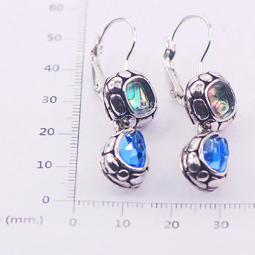 Серьги из серебра с голубыми кристаллами циркона в виде морской звезды TE409 |