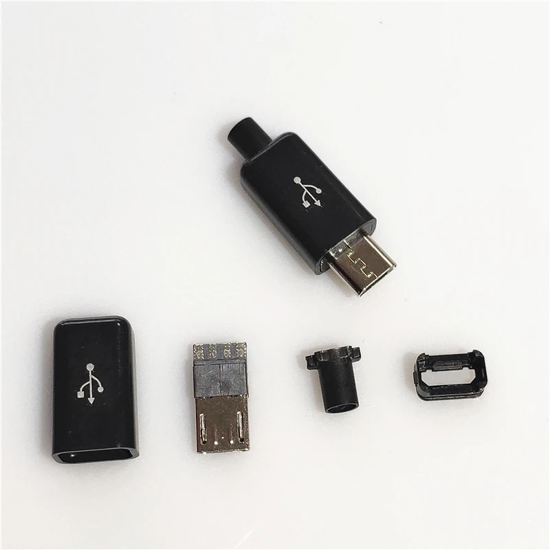 1 пакет 10 комплектов Micro USB 4Pin 5P Штекерный разъем Черный Белый сварочный OTG