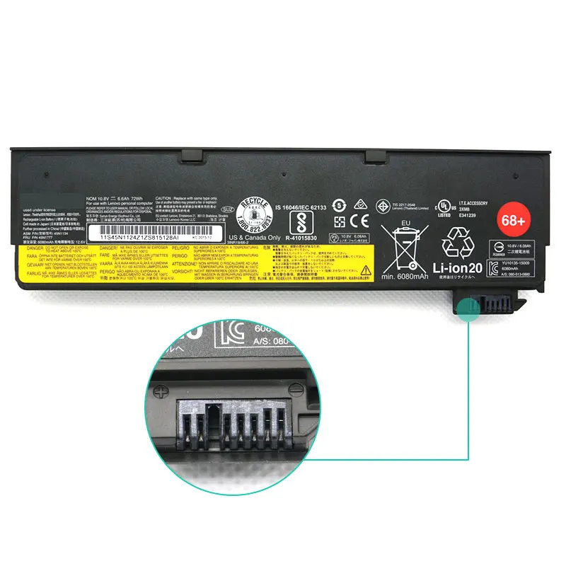 Оригинальный аккумулятор для ноутбука Lenovo ThinkPad X240 X250 T440 T440s T450 T450s T550 T560 10 8 В 6 Ач 72