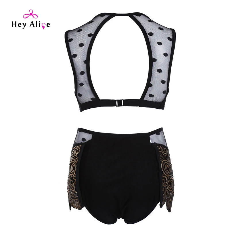 Heyelice Sexy Bikini 2016 New Lace Women Bathing Suit High Neck Hollow Swimwear Beach Swimsuit Waist Brazilian Biquini |