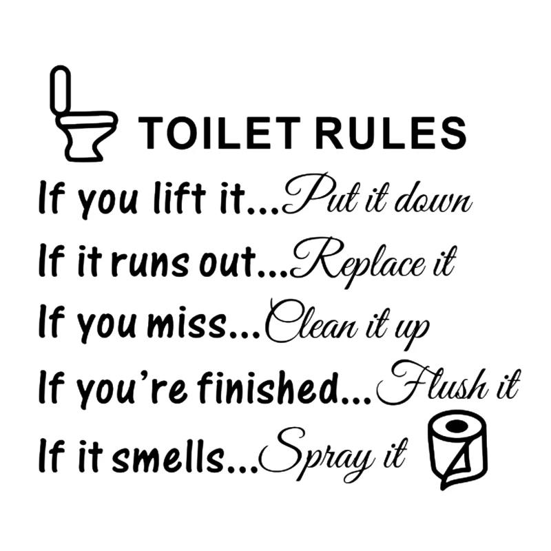 

Hot Sale Toilet Rules Bathroom Removable Wall Sticker Vinyl Art Decals DIY Home Decor