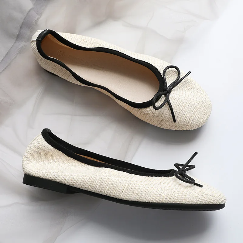 Круглый носок балетки на плоской подошве из мягкой Кеды женские без шнуровки с