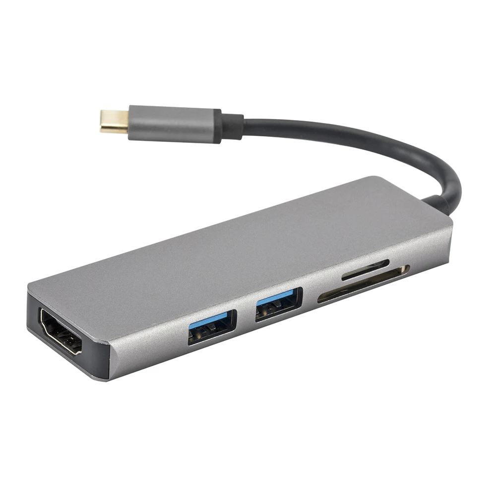 Новый универсальный Тип-C до 2 Порты и разъёмы USB3.0 концентратора + HDTV SD/TF Card Reader Combo