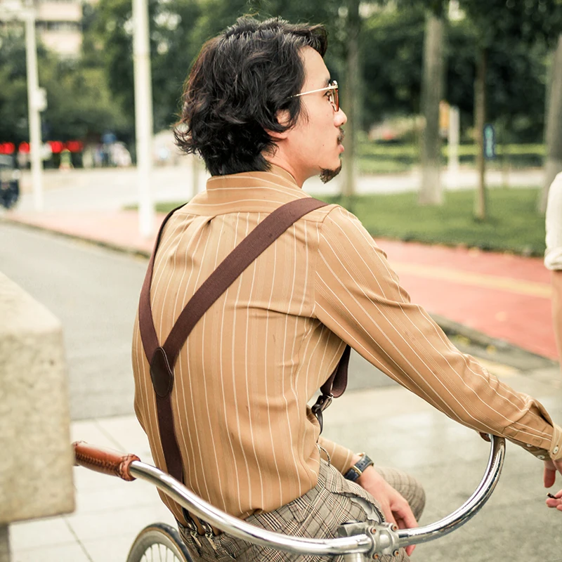 2017 New men's vintage british style slim vertical stripe long-sleeve shirt business casual easy care plus size costumes | Мужская