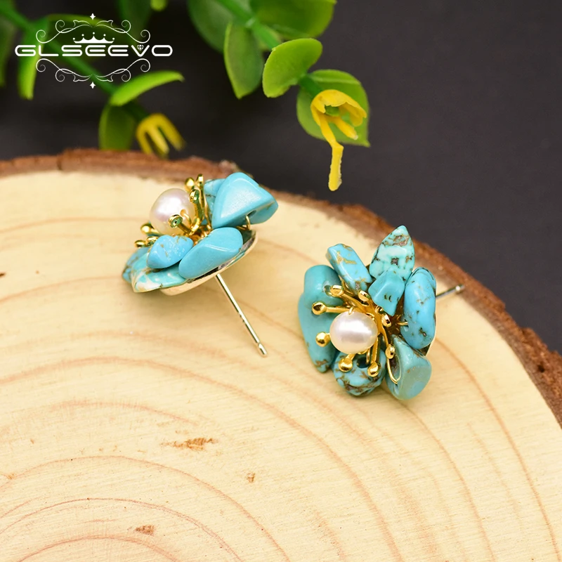 GLSEEVO натуральный цитрин жемчуг серьги со шпилькой для женщин подарка на день