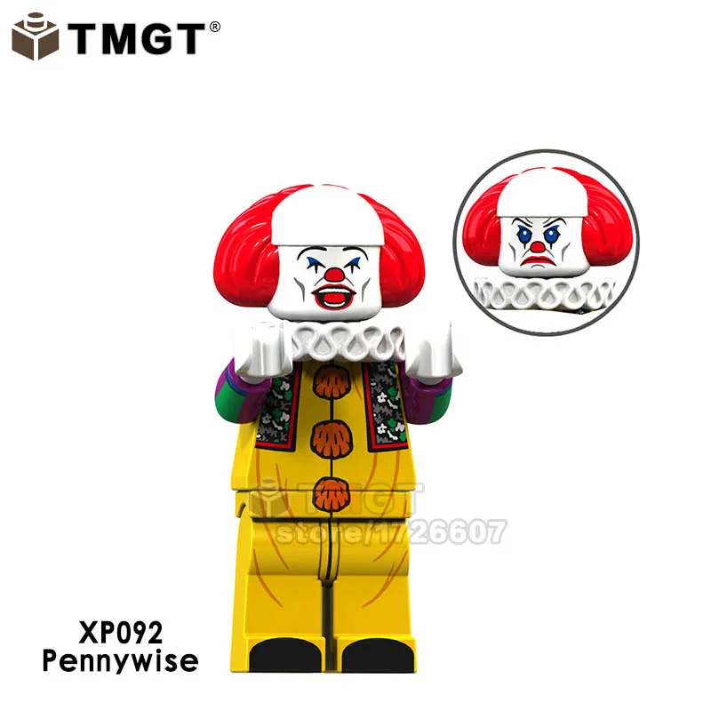 Кораллово-Красный Блоки фильм ужасов это Pennywise Хэллоуин Джокер клоун Джейсон Voorhees кожаное лицо Заводной Строительный Блок игрушка для детей - Цвет: Кораллово-Красный