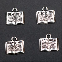wkoud 6pcs silver plated jesus bible pendant religious necklace bracelet diy metal jewelry charm show a1614