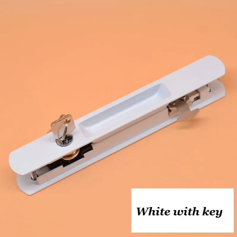 White with key Mute Mortice замок для раздвижной двери Hidde ручка межкомнатная дверь Pull Lock Современная Противоугонная комната деревянная дверь замок мебель оборудование - Цвет: White with key