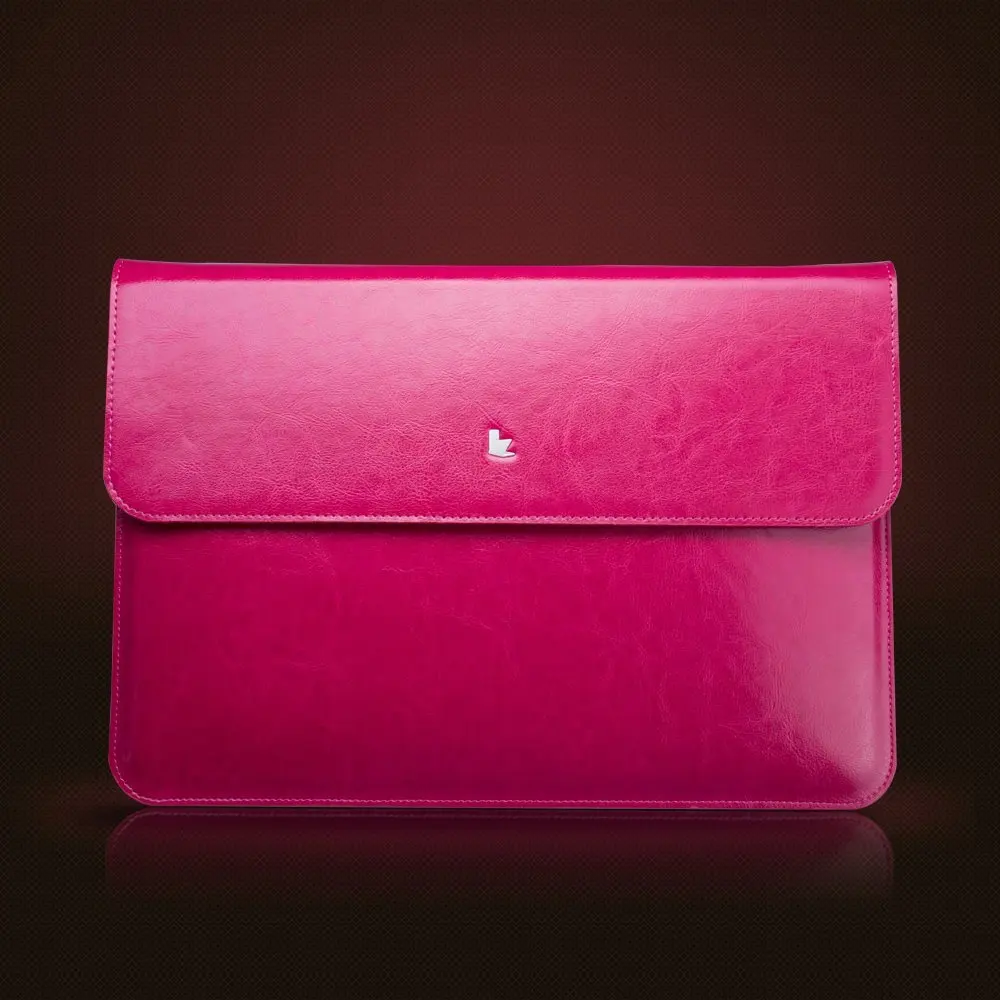 Rose red Jisoncase Чехол из натуральной кожи для MacBook Air Pro 11 12 13 дюймов Тонкий чехол Модный дизайн Роскошная брендовая сумка для ноутбука - Цвет: Rose red