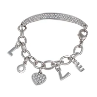 love letters crystal bracelet for women charm chain rhinestone gifts party