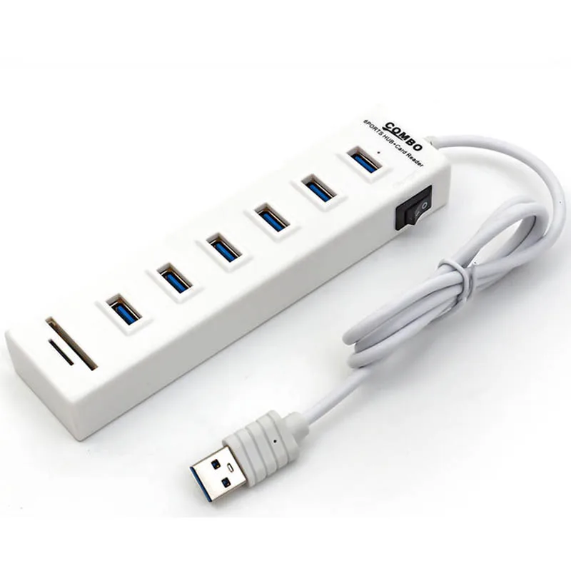 Twobro Micro usb-хаб 2,0 3/6 Порты комбо TF/SD кард-ридер с переключатель USB разветвитель адаптер USB 2,0 концентратор для портативных ПК Тетрадь - Цвет: 6 ports white