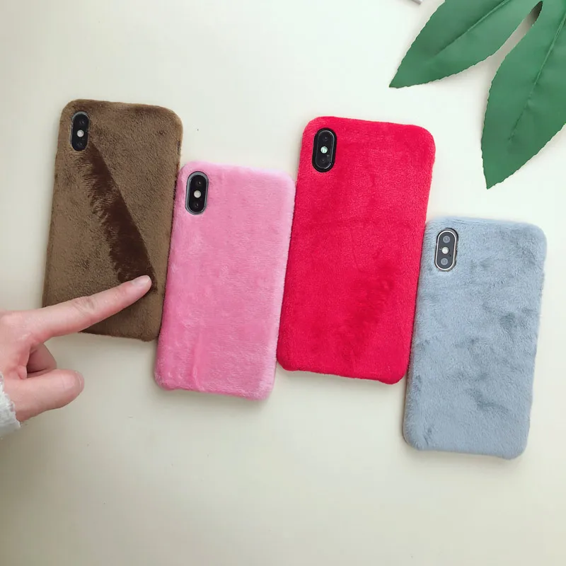 Ворсовый мех плюшевый чехол для телефона для iPhone XS Max XR X Гладкий Мягкий зимний теплый мех Меховой чехол s для iPhone 8 7 6 6s Plus чехол