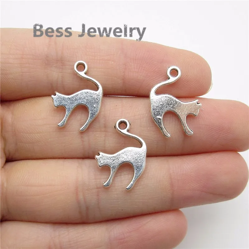 55шт (20*19мм) Античное серебро Кошачий оберег подходит для браслетов и ожерелий в стиле Pandora, создание ювелирных изделий из металла.