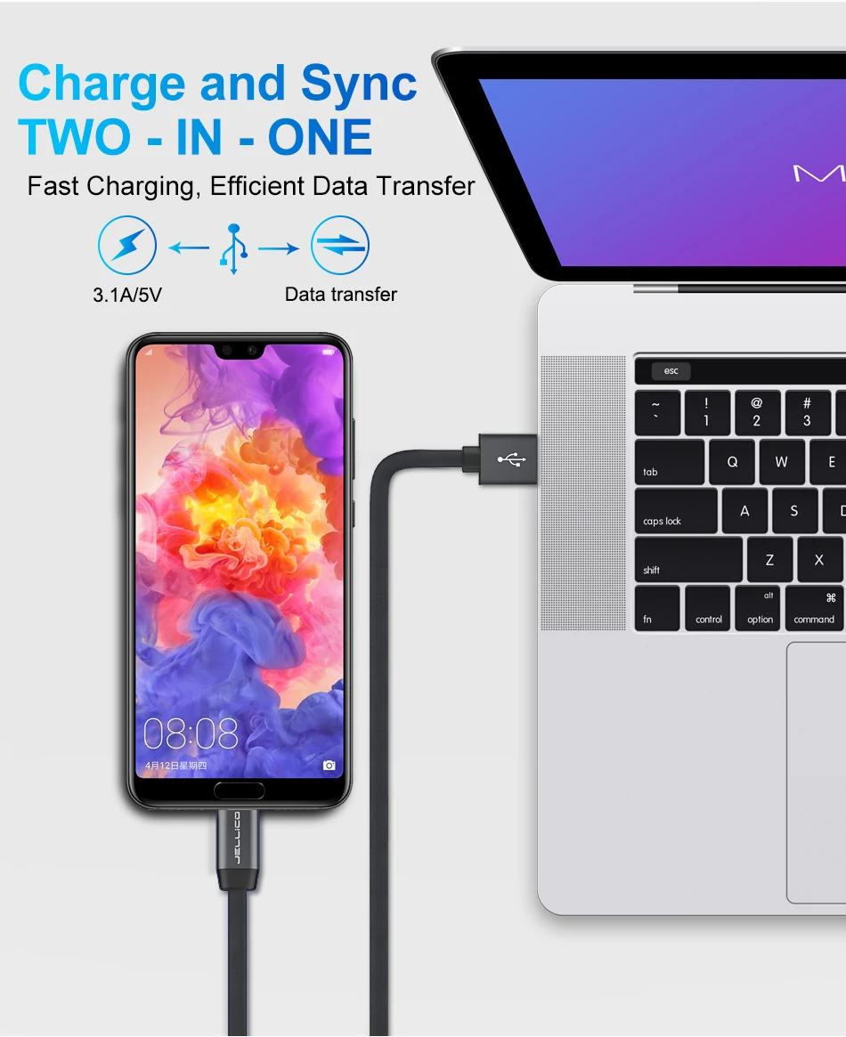 Jellico Micro USB кабель 2.4A Быстрый кабель синхронизации данных и зарядки для samsung huawei Xiaomi LG Andriod Micro USB кабели для мобильных телефонов