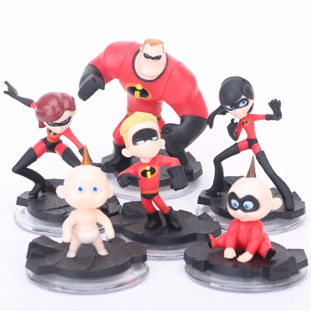 

6pcs/set Movie Cartoon The Incredibles 2 Super Man Family Action Figure Model Doll Toys for Children Kids