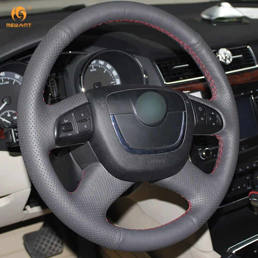 MEWANT черный чехол рулевого колеса автомобиля из натуральной кожи для Skoda Octavia a5 a 5