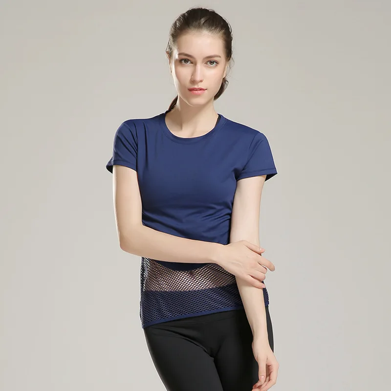 

Eshtanga women gym shirt Tops With Short Sleeves Sport Shirts Yoga Shirt Breathable Running Fitness Quick Dry Tees Free S