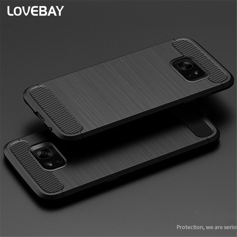 Shockproof Phone Case For Samsung Galaxy S6 Edge S7 S8 S9 Plus S10 S10E Carbon Fiber TPU Drawing |