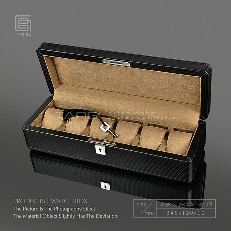 

New 3/6/12 Slots Leather Watch Box Organizer With Lock Black Watch Collection Box For Men Jewelry Gift Boxes Watch Holder