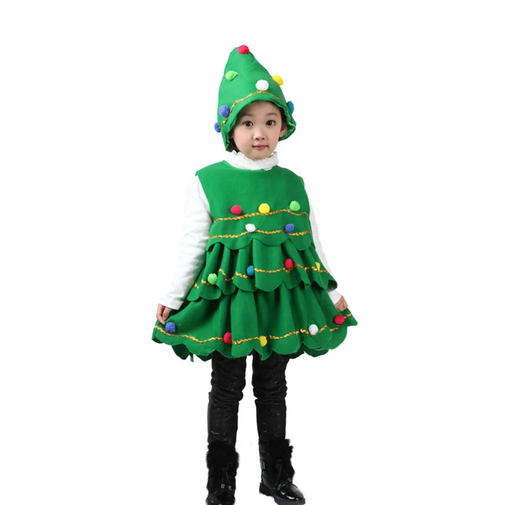 baby girl boys clothes Children Winter Xmas Clothing Set Toddler Kids Christmas Tree Costume Dress Tops Party Vest+Hat Outfits | Детская