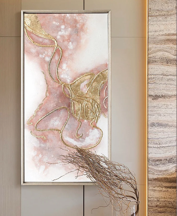 Абстрактная живопись настенное искусство акриловая розовая Картина на холсте