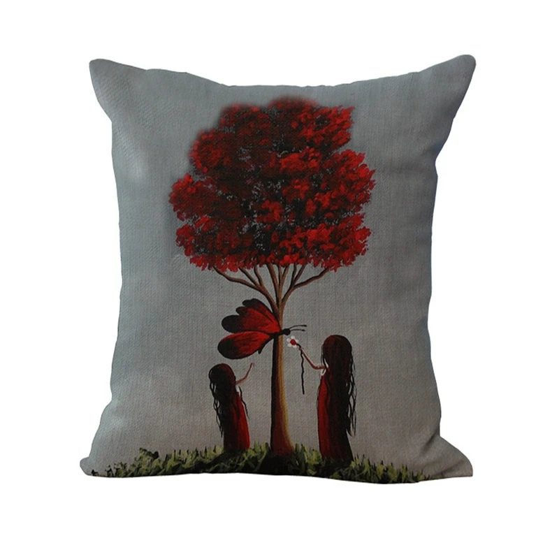 Мультяшная фантазия лес хлопок льняная Подушка C и моющаяся поясная подушка Милая для сиденья C101|linen cushion