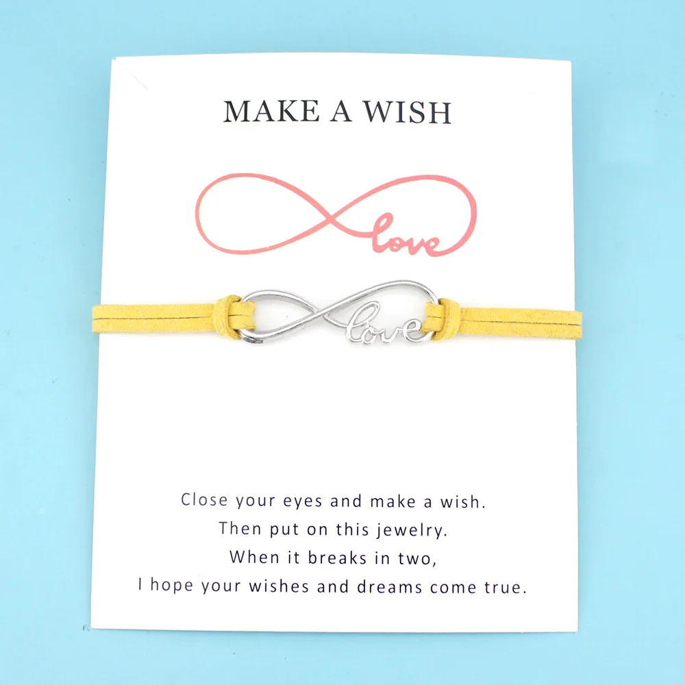 Регулируемые браслеты для подружек невесты с карточкой и надписью Make a Wish |
