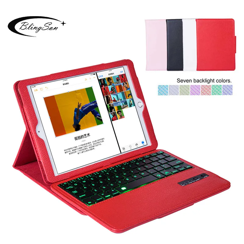 Подсветка Bluetooth клавиатура чехол для iPad 9 7 2017 2018 Air 1 2 Pro кожаный 5 6 Smart Case Stand |