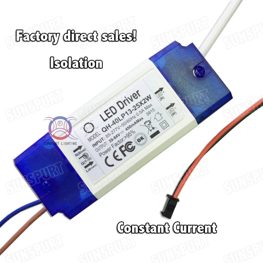 Фото 2 шт. изоляция 36 Вт AC85-277V светодиодный драйвер 13-25x2 Вт 450 мА DC39-84 В LEDPowerSupply потолочный светильник постоянного тока Бесплатная доставка №2