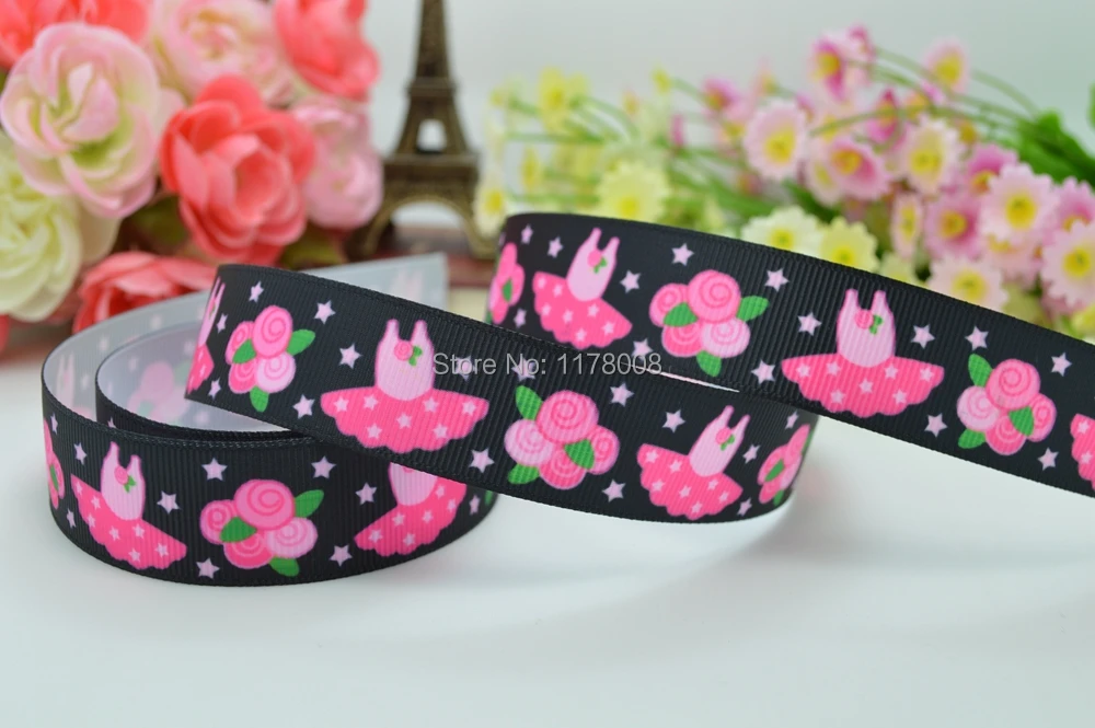 DUWES 7/8 &quot22 мм балетная юбка pind star с цветочным принтом grosgrain лента бант для волос DIY