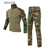 zxqyh outdoor military tactical uniforms army combat camouflage clothing men hunting suits t shirts pants hiking sets uniforms