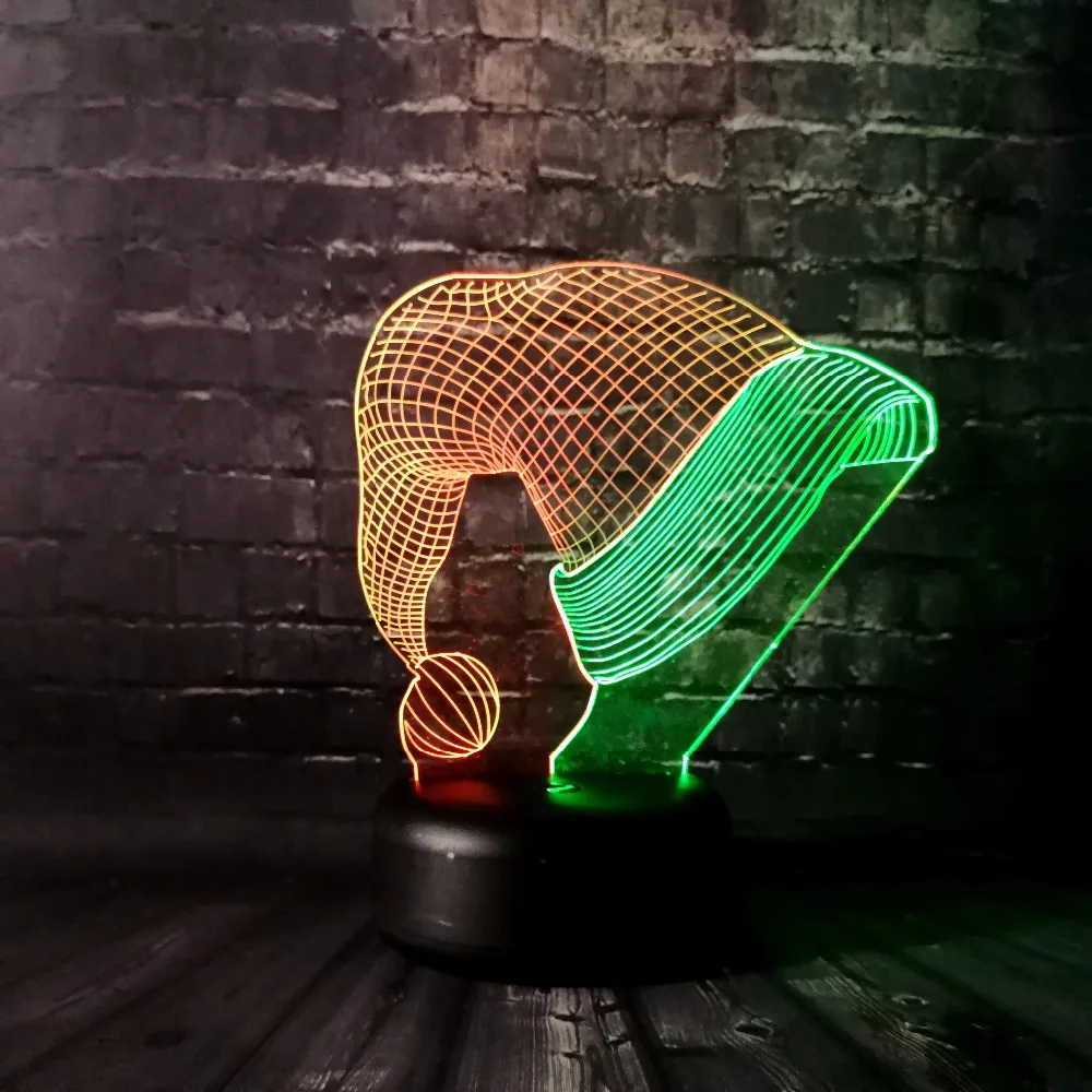 Рождественский подарок шляпа смешанный Цвет ночник 3D светодиодный USB лампа для