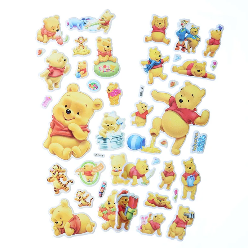 10pcs Cartoon Winnie Bear Sticker Child Classic Decal Toy Gift Cute 3D PVC Animal Bubble (Random Style) | Игрушки и хобби