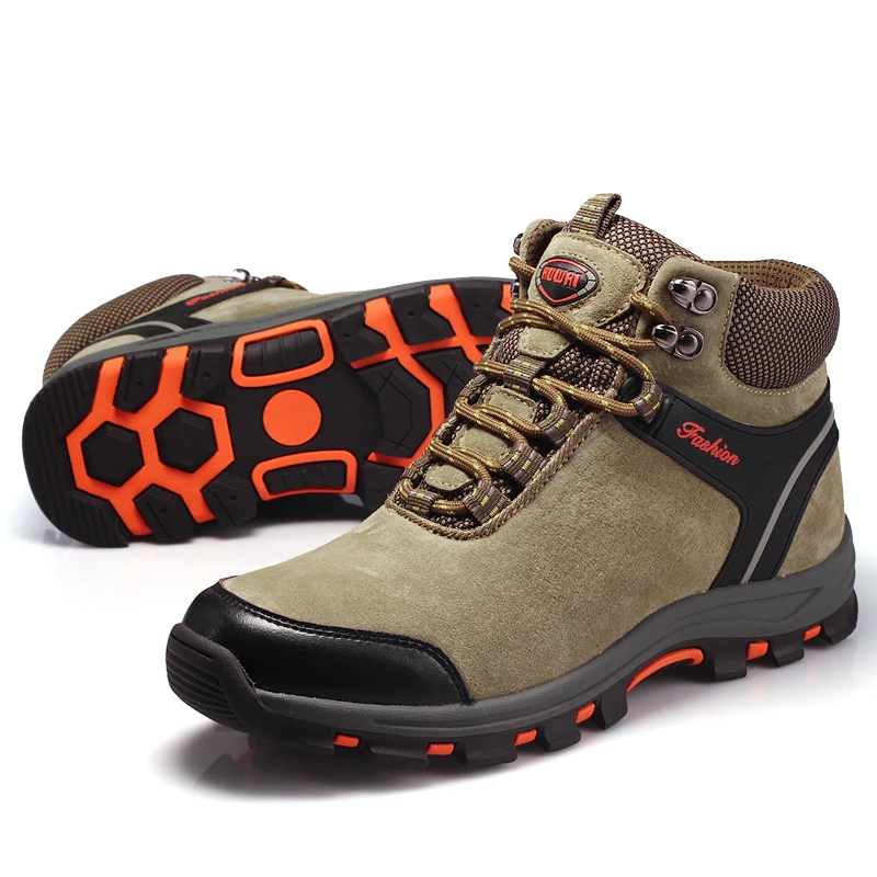 Autumn and winter Men Boots Warm Snow Suede leather outdoor Work boots Footwear Fashion Rubber Ankle | Обувь