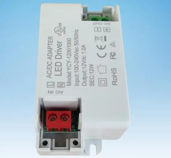 DHL 100pcs 12W DC 1.0A 12V AC 100-240V Lighting Transformers high quality safe Driver for LED strip 3528 5050 power supply | Лампы и