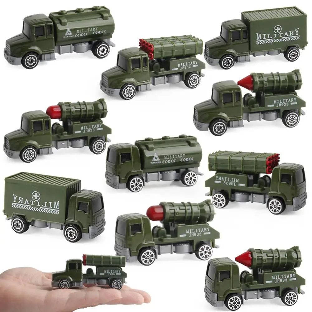 

1:64 5 Pcs Alloy Pull Back Military Vehicle Model High Simulation Military Truck Toy Metal Car Toy Vehicle For Kids Collection