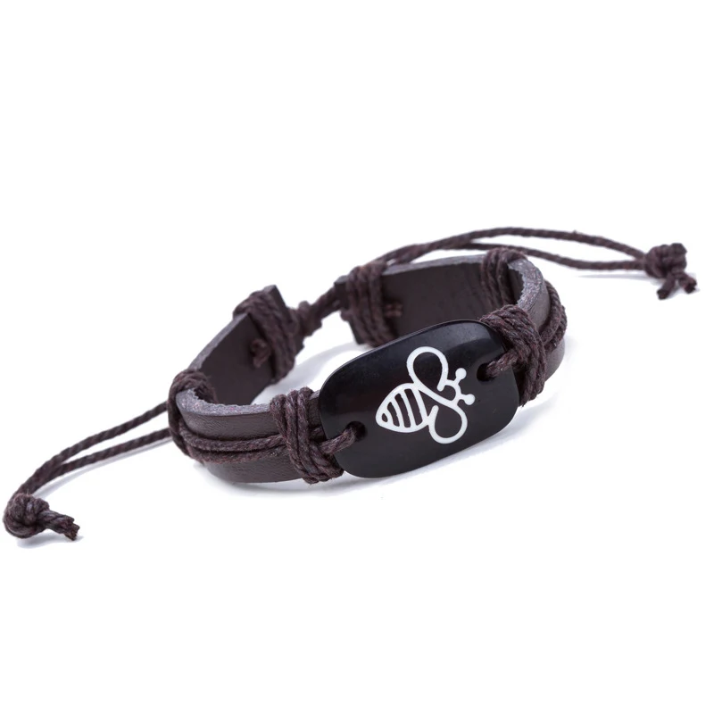 Новинка 2018 индивидуальные модные регулируемые браслеты унисекс из пчелиной кожи