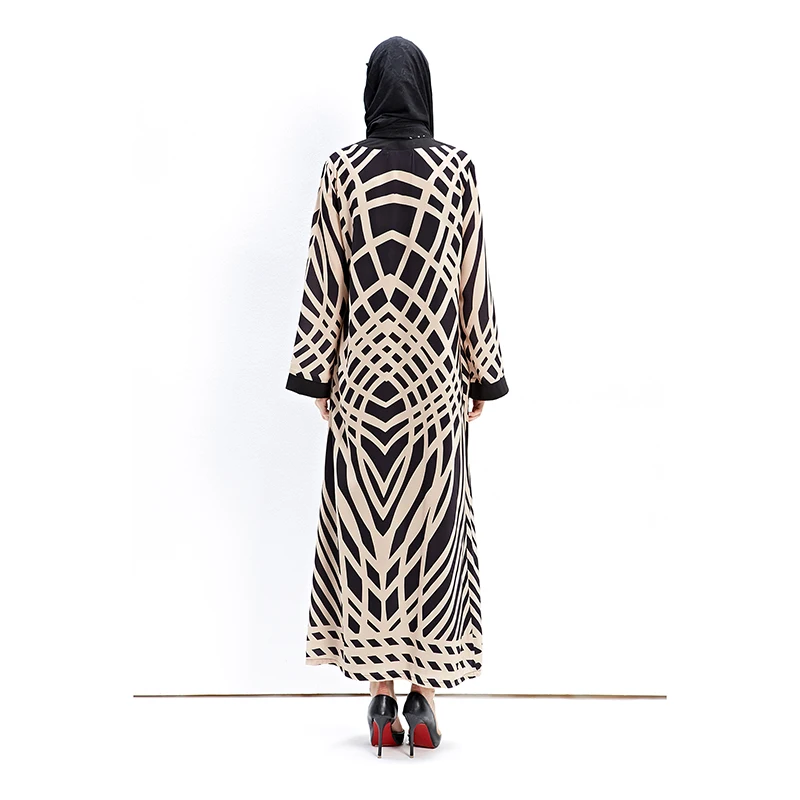 Исламская халат Летняя Открытая abaya Макси платье Винтаж мусульманских Для женщин